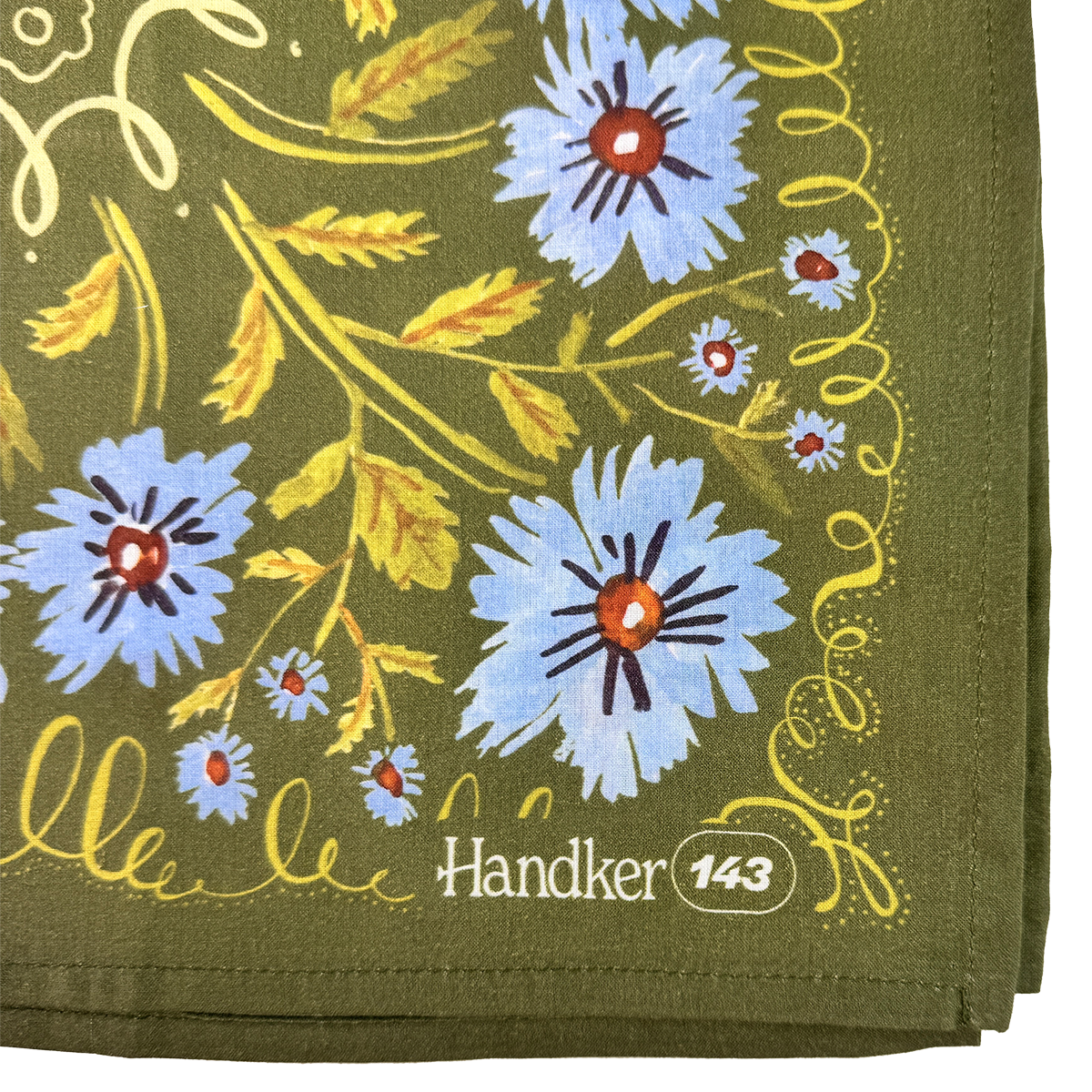 Cotton Bandana • No. 143 Clara • Green & Periwinkle