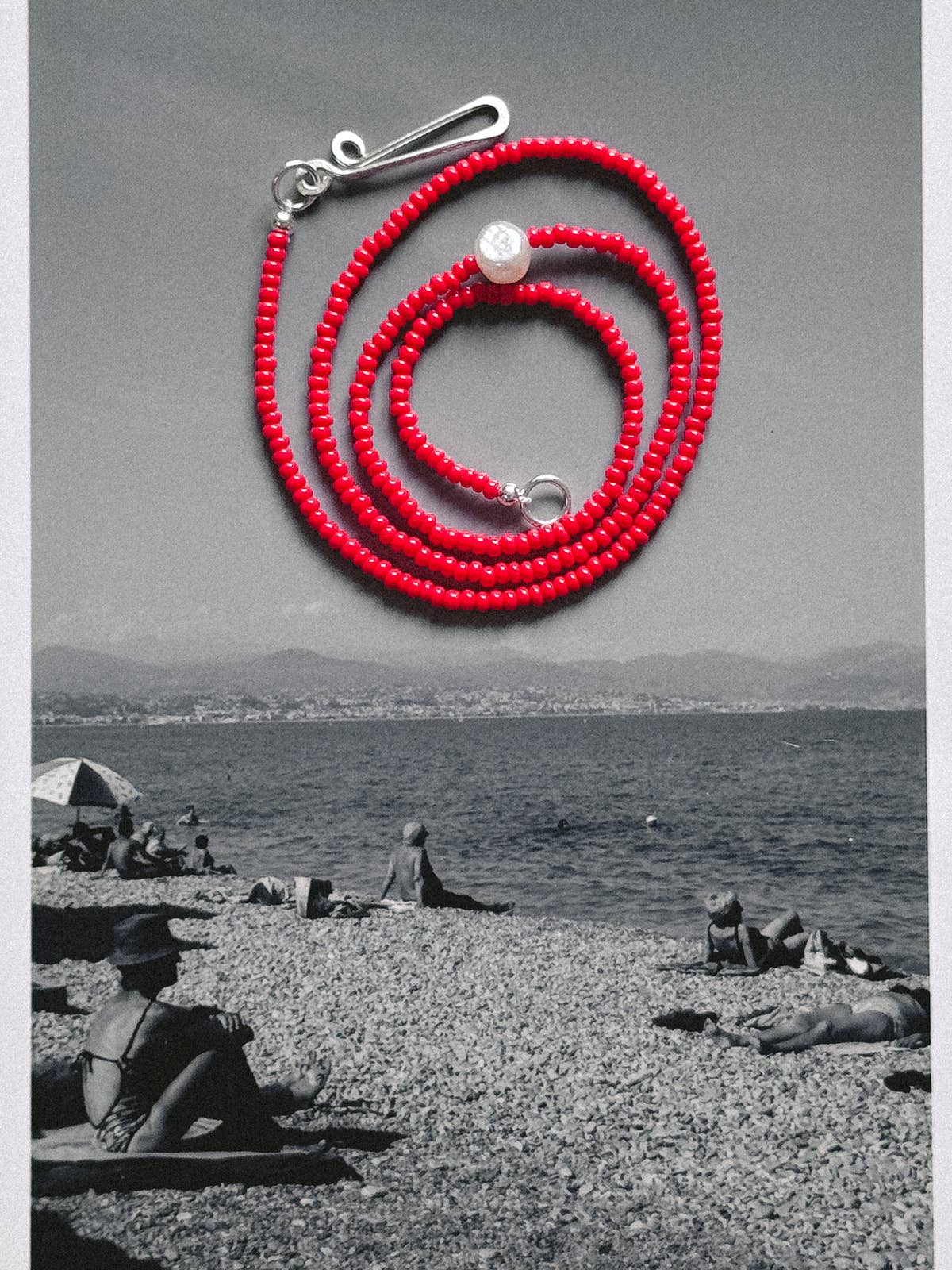 The Khadi Seed Bead Pearl Necklace • Red