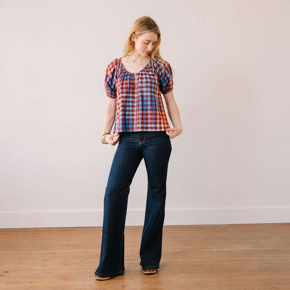 Sunshine Tienda • Frances Top • Cabernet Gingham
