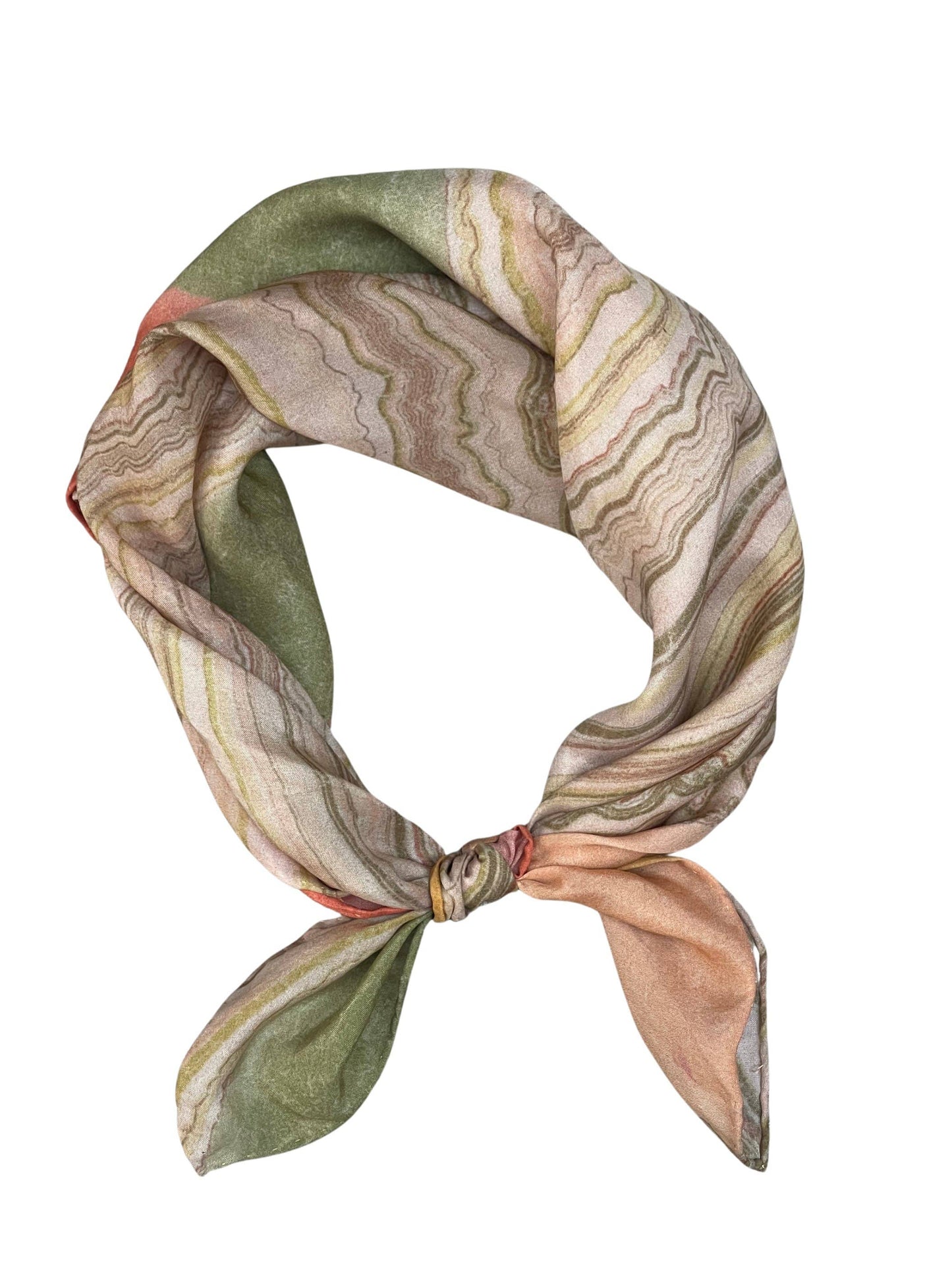Hand Marbled Silk Bandana • Golden Hour