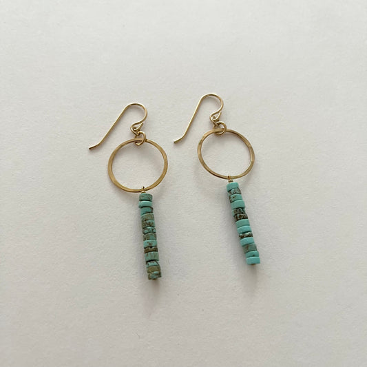 Desert Moon Design • Singe Sade Turquoise Earrings • 14K Gold Fill