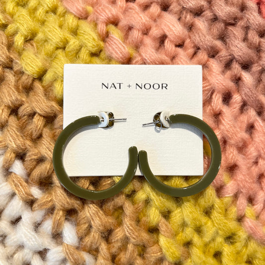 Nat + Noor • Nora Acetate Hoop Earrings • Okra Green