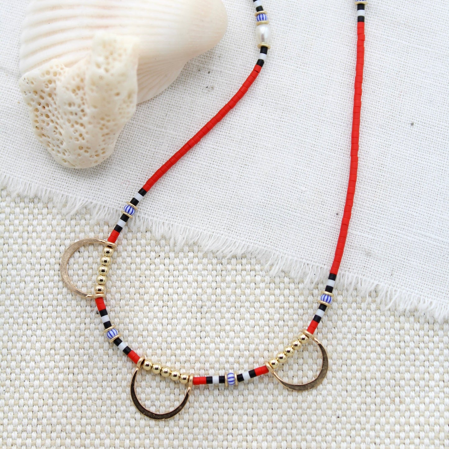 The Swell Life • Disco Dalsun Seed Bead Necklace • Red