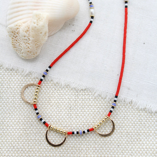 The Swell Life • Disco Dalsun Seed Bead Necklace • Red