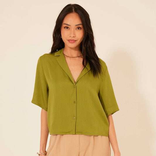 Revello Satin Top • Winter Moss