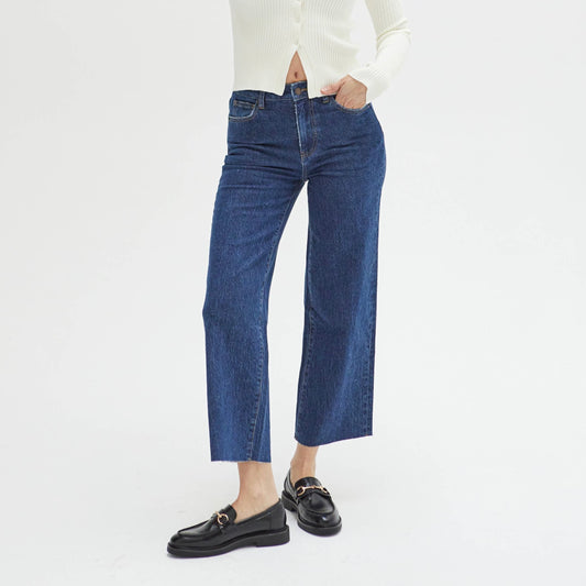 Oliver Logan • Aberdeen High Rise Wide Leg Crop Jean • Dark Western Wash
