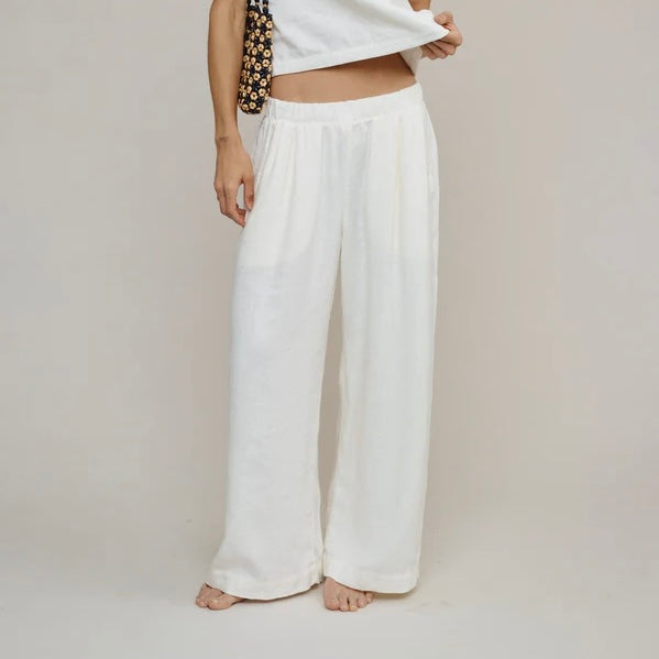 Jungmaven • Cambria Wide Leg Hemp Pant • Washed White