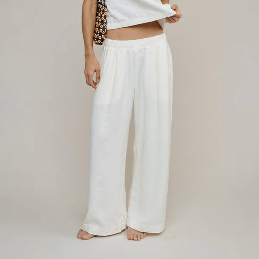 Jungmaven • Cambria Wide Leg Hemp Pant • Washed White