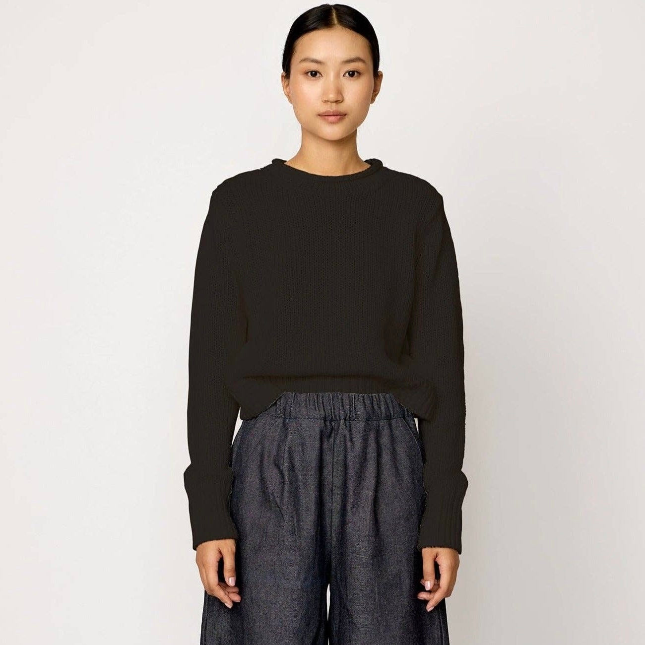 Laude the Label • Mare Rolled Neck Crop Sweater • Black