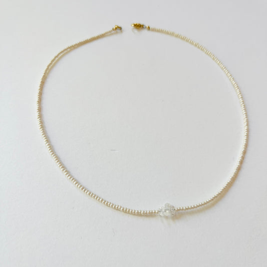 Sundrunk Studio • Dainty Herkimer Diamond Necklace • Pearly White