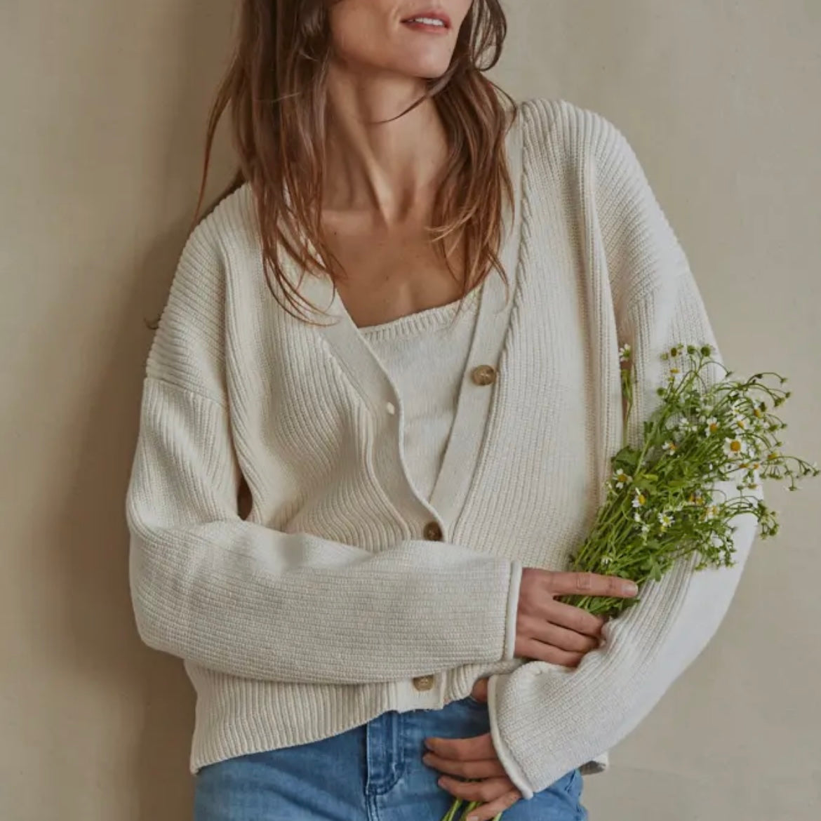 By Together • Kacey Cotton Cardigan Sweater • Ivory
