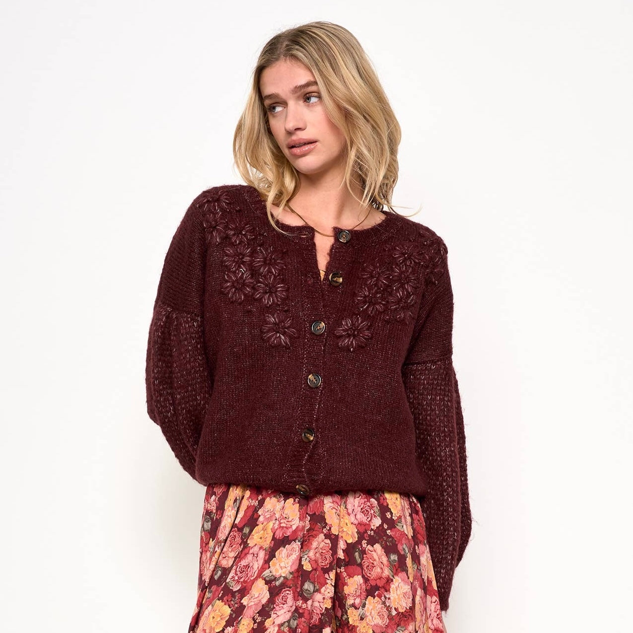 D. Ra • Jane Cardigan • Burgundy