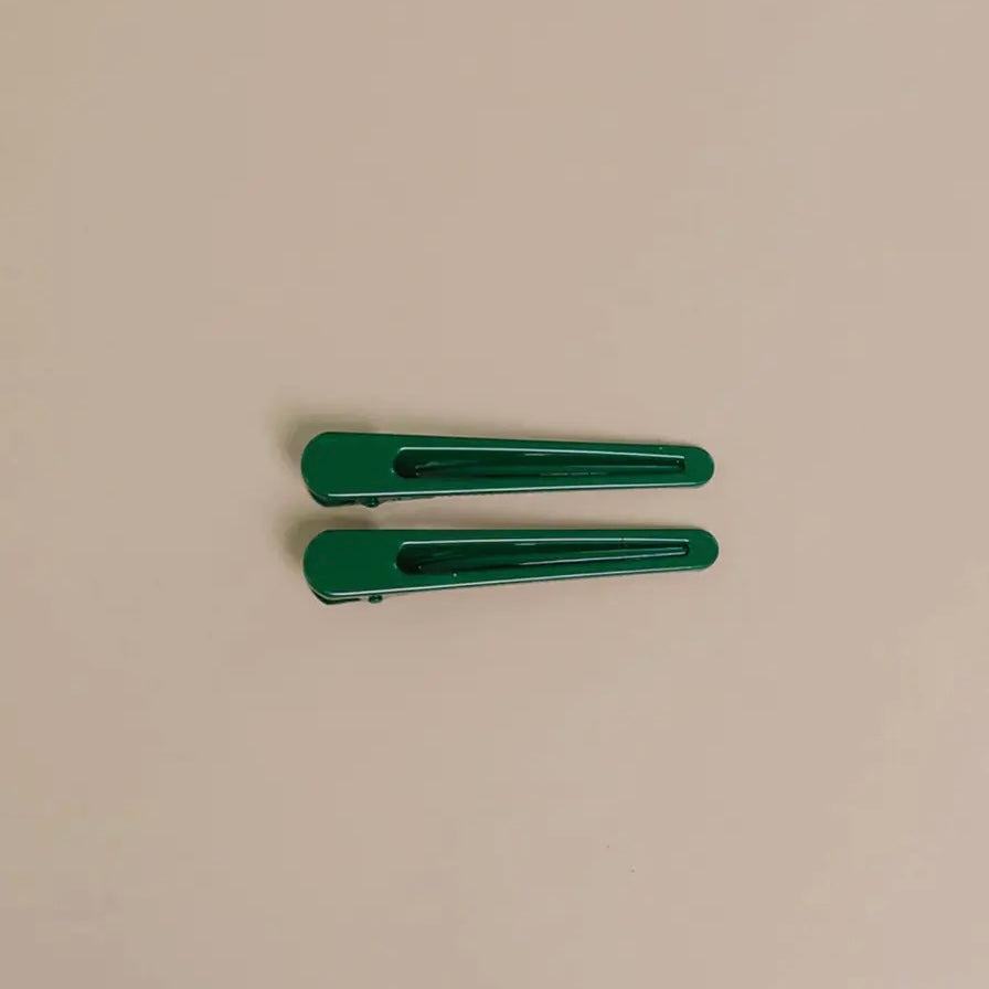 Nat + Noor • Triangle Hair Clips • Forest Green