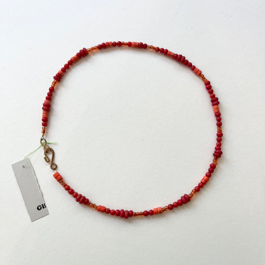 Sundrunk Studio • One-of-a-Kind Beaded Choker Necklace • Reds