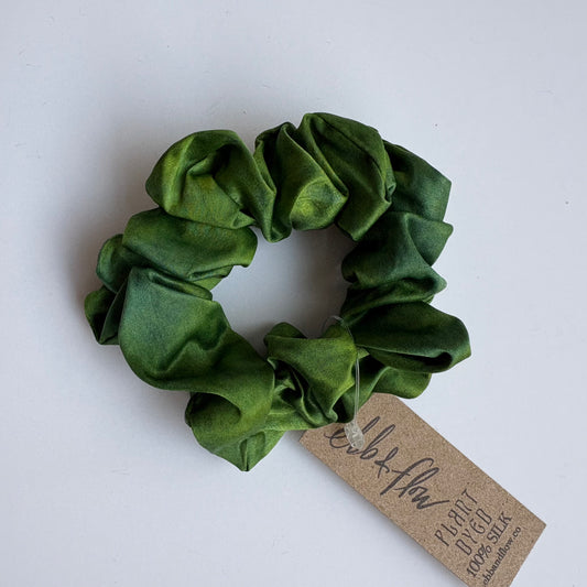 Ebb & Flow • Plant Dyed Silk Scrunchie • Mermaid Green