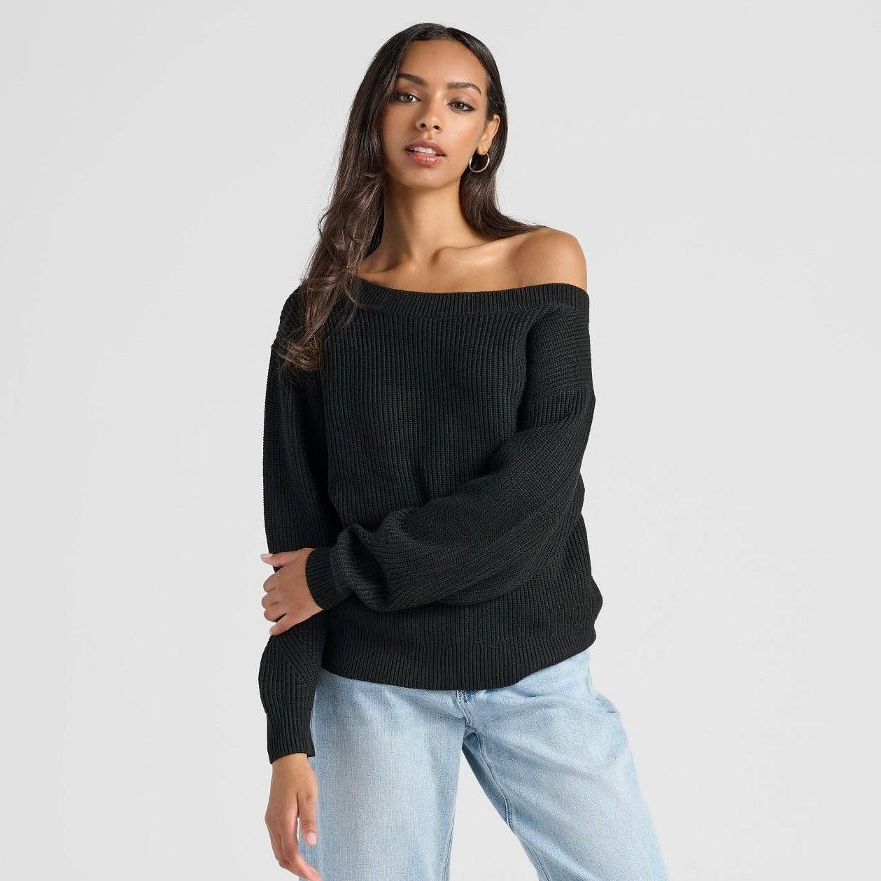 Coastal One Shoulder Sweater • Black