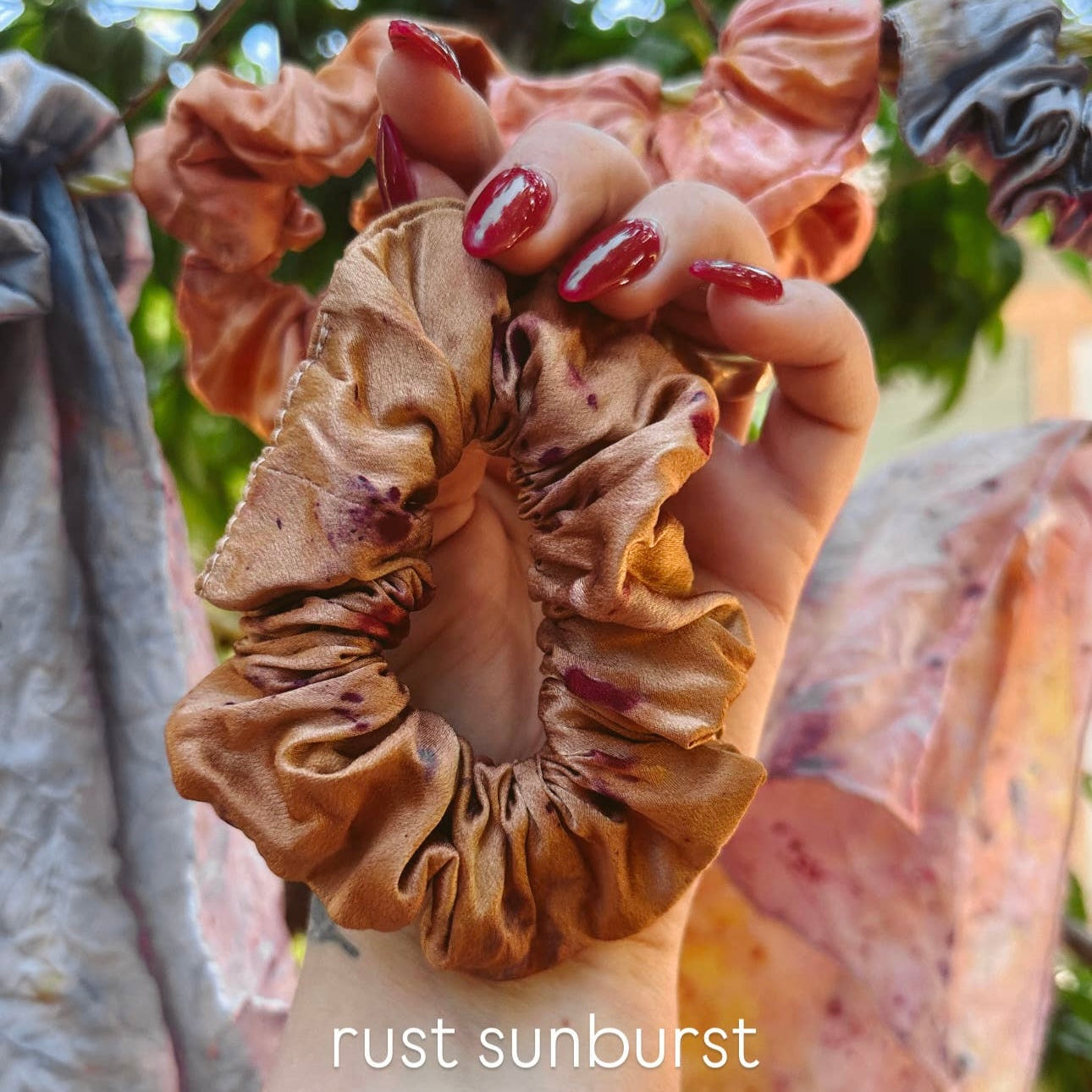 Ebb & Flow • Plant Dyed Silk Scrunchie • Rust Sunburst