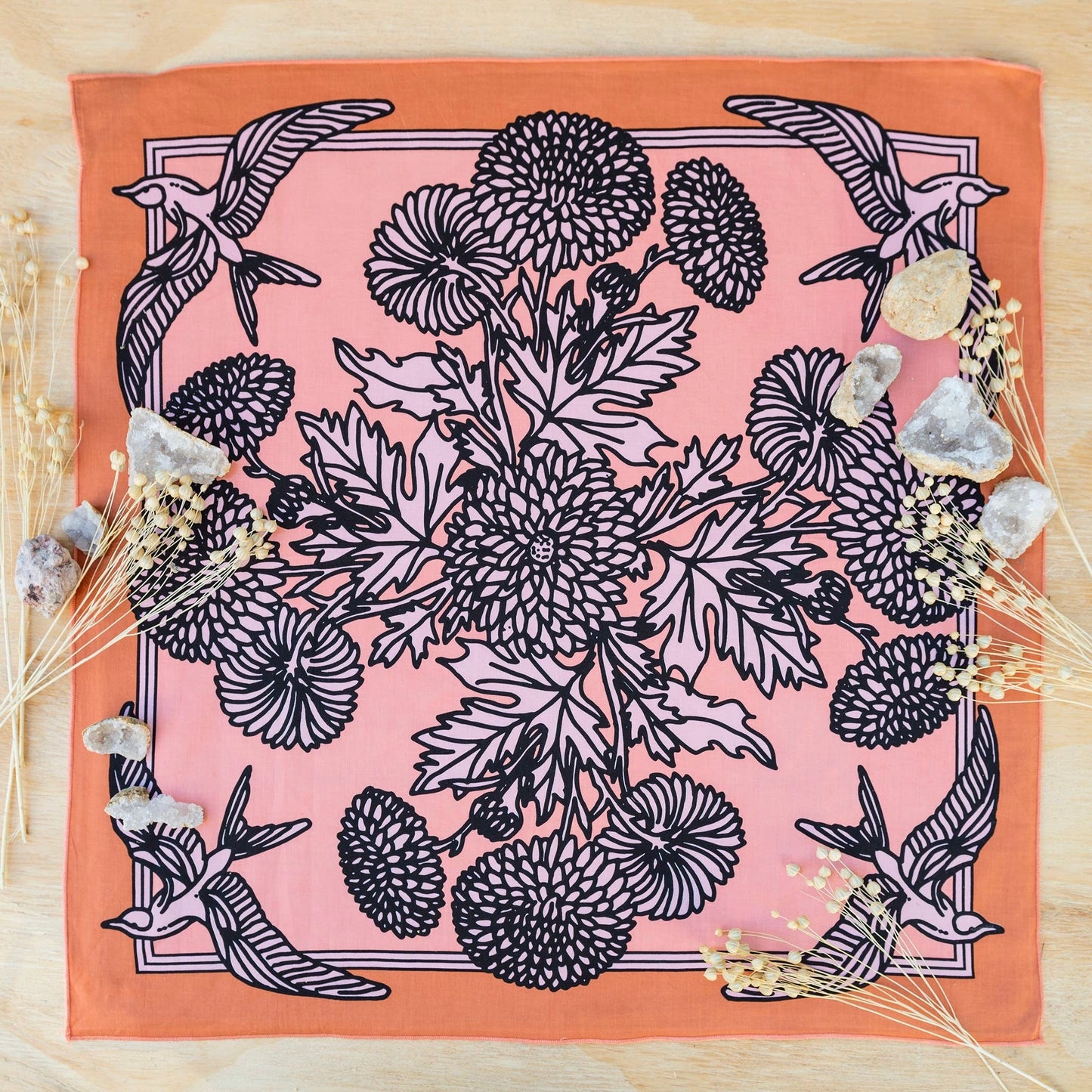 Organic Cotton Bandana • Life In Flight • Orange & Pink