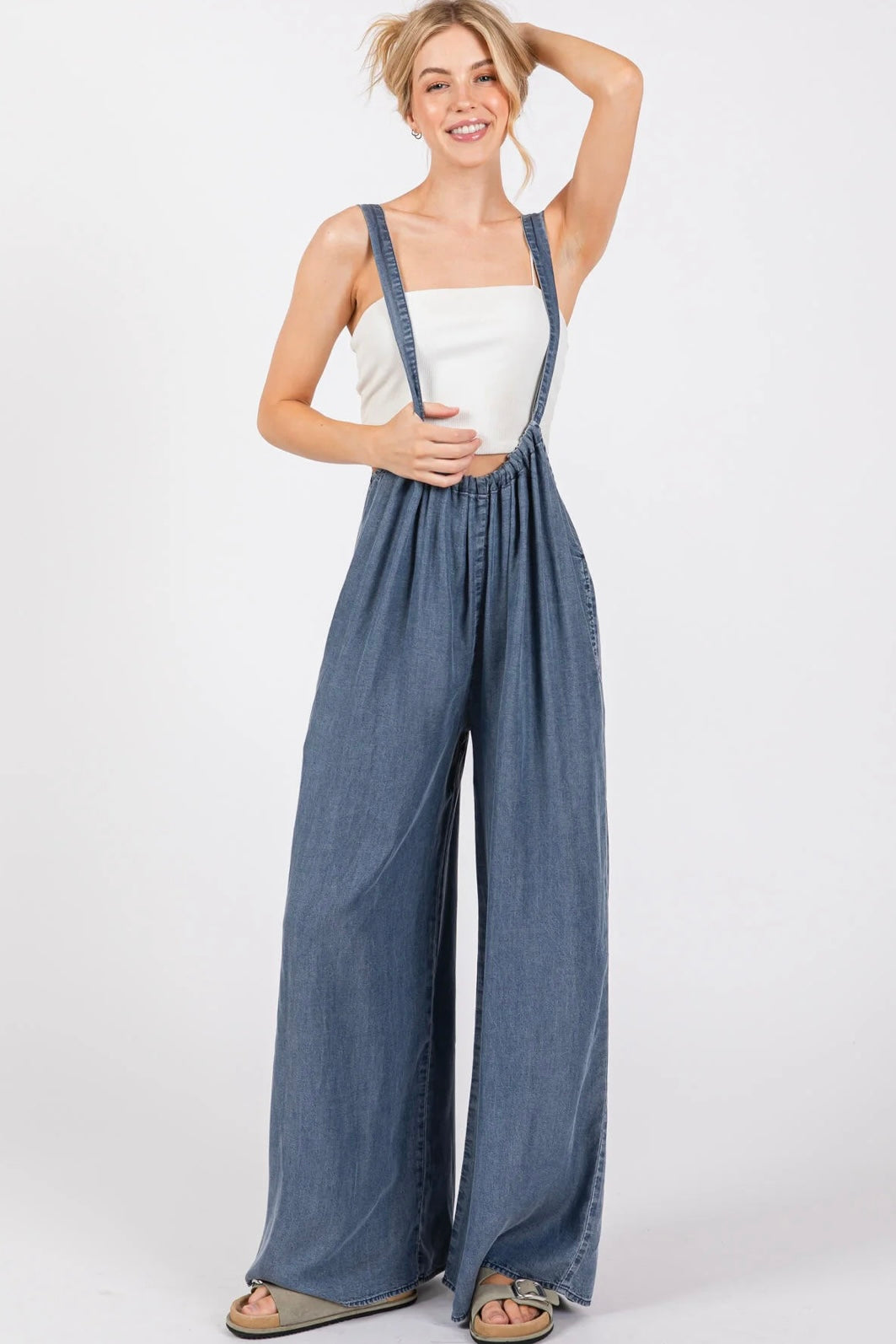 Suspender Jumpsuit • Denim Wash