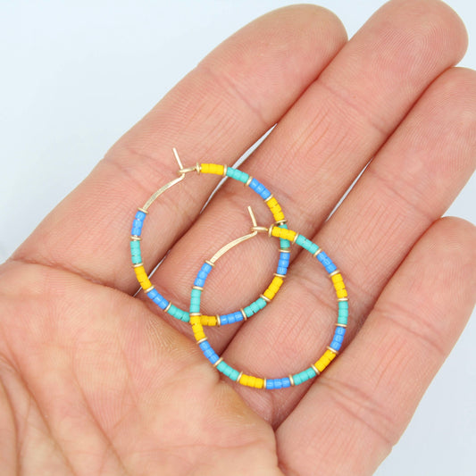 The Swell Life • Exuma Seed Bead Hoops • 14K Gold Fill