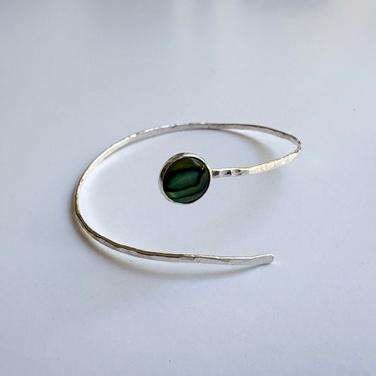 Abalone Coil Wrap Cuff • Sterling Silver
