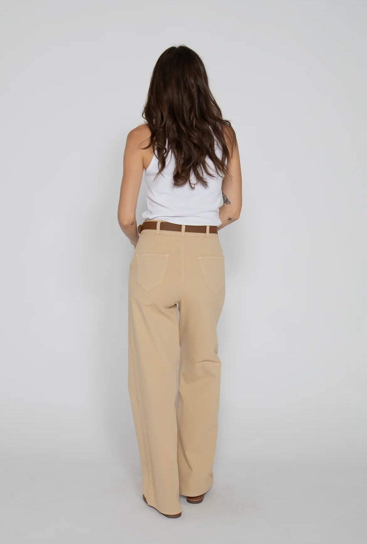 Oliver Logan • Flora Stretch High Rise Trouser • Almond Buff