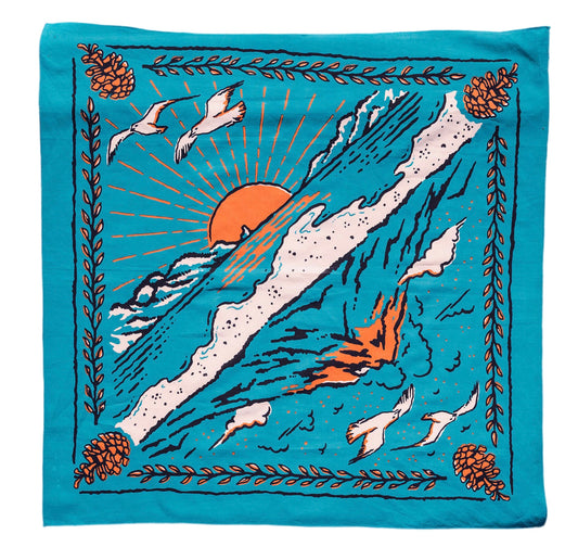 Cotton Bandana • Volcano & Sea • Teal