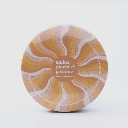 Ginger June Candle Co. • Triple Wick in Groovy Swirl Tin • Amber + Ginger + Jasmine