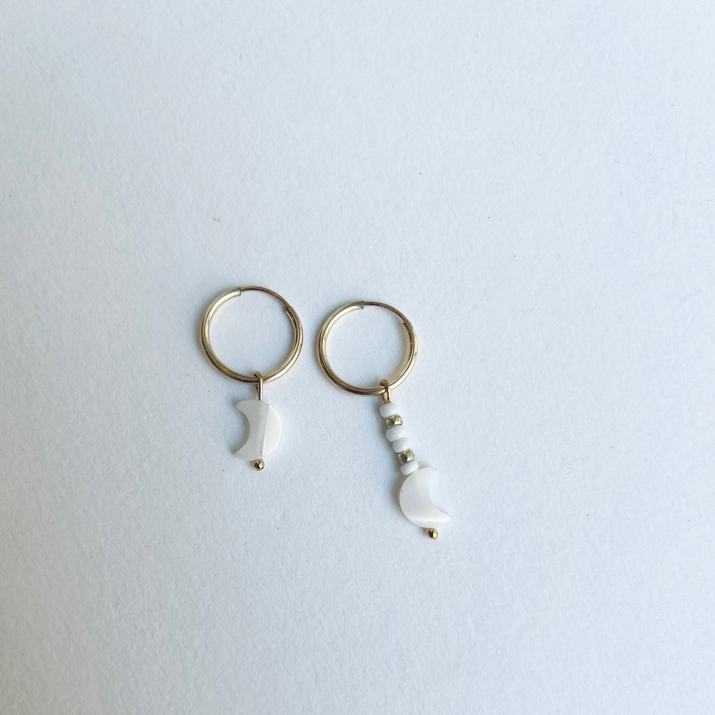 Sundrunk Studio • Asymmetrical Moon Hoop Earrings • 14K Gold Fill