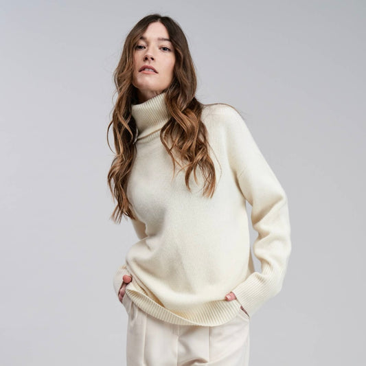 Flat White • Alaise Cashmere Wool Pullover Sweater • Cream