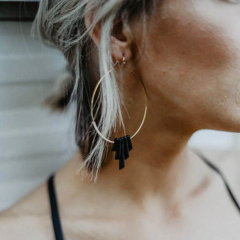 Goldie Jewelry • Occult Gold Hoops • Black Onyx