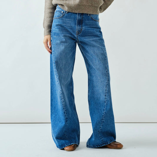 Relaxed Western Twist Wide Leg Denim Medium Wash