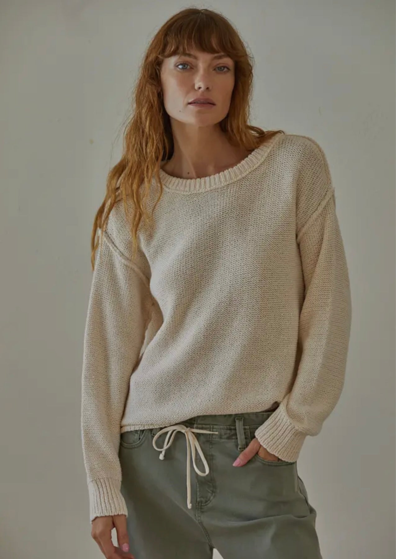 By Together • Hailee Cotton Crop Pullover Sweater • Ivory