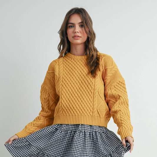 Cable Knit Sweater • Mustard