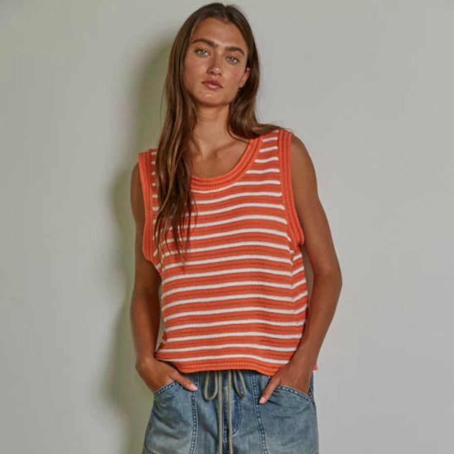 Striped Cotton Sweater Tank • Cali Citrus