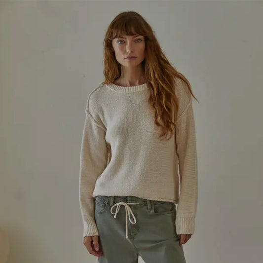 By Together • Hailee Cotton Crop Pullover Sweater • Ivory