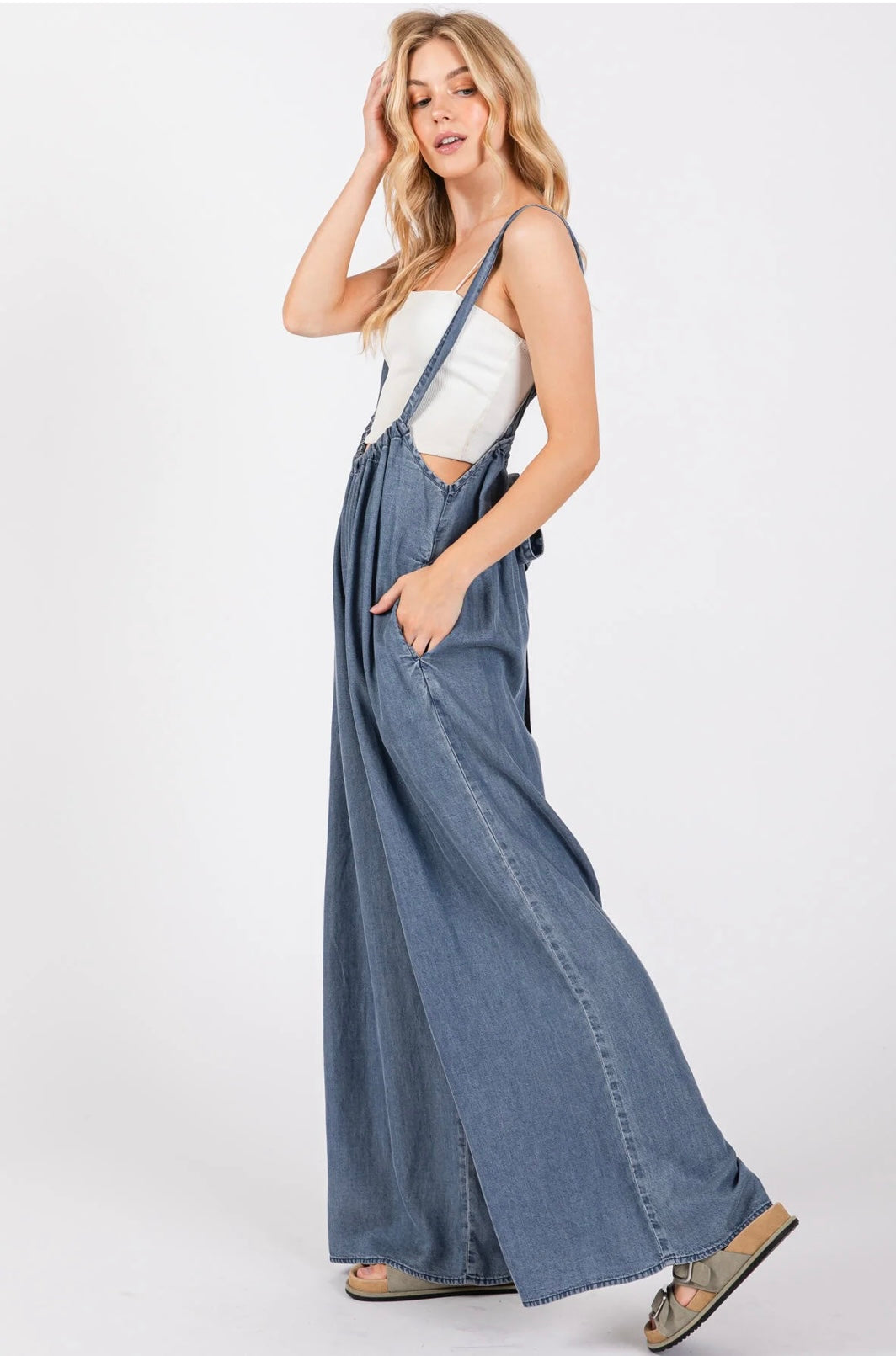 Suspender Jumpsuit • Denim Wash