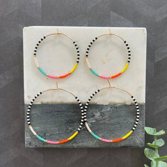 Beaded Hoop Earrings • California Dreaming • Pick Your Size