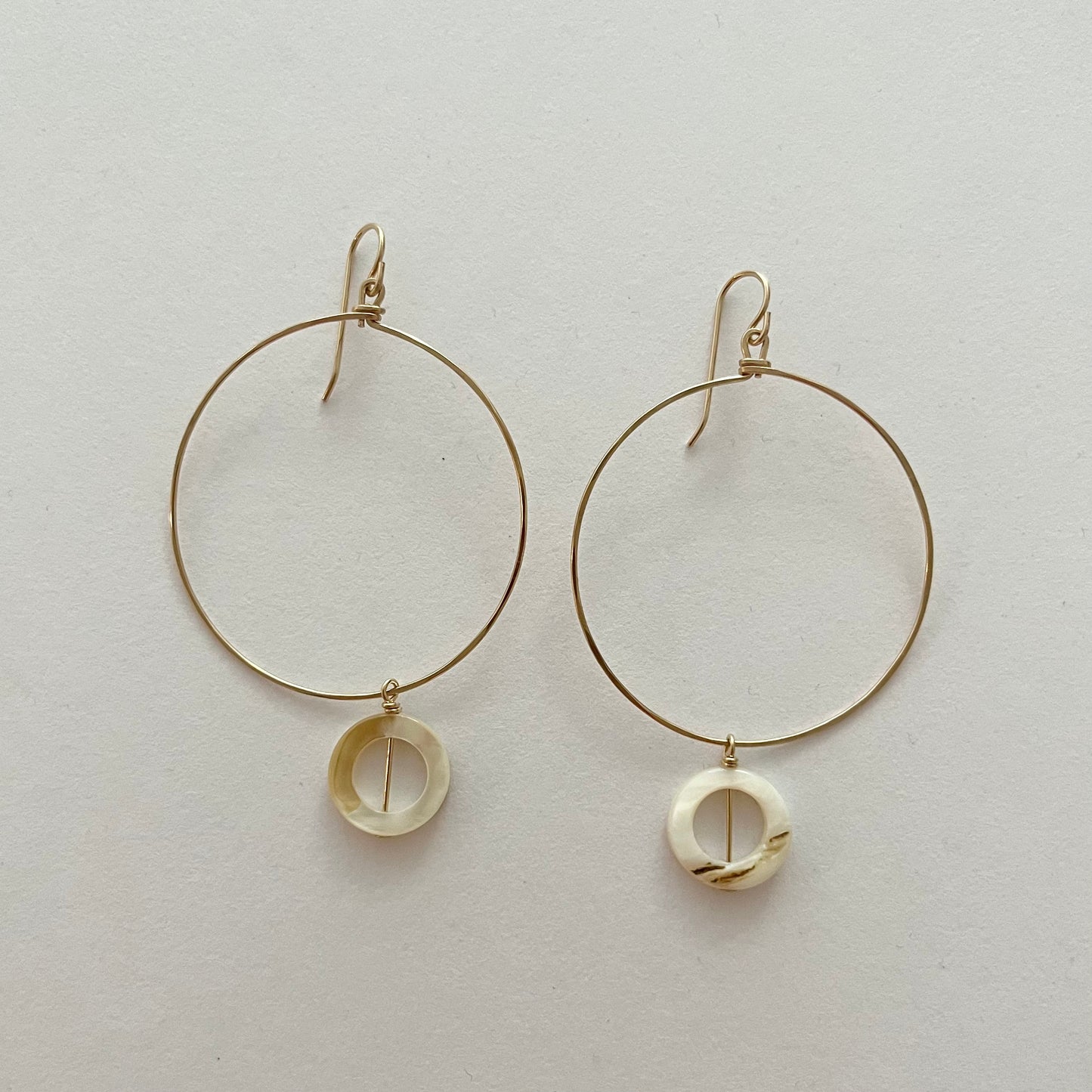 Desert Moon Design • Hoop with Shell Dangle Earrings • 14K Gold Fill