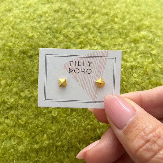 Tilly Doro • Pyramid Stud Earrings • Gold