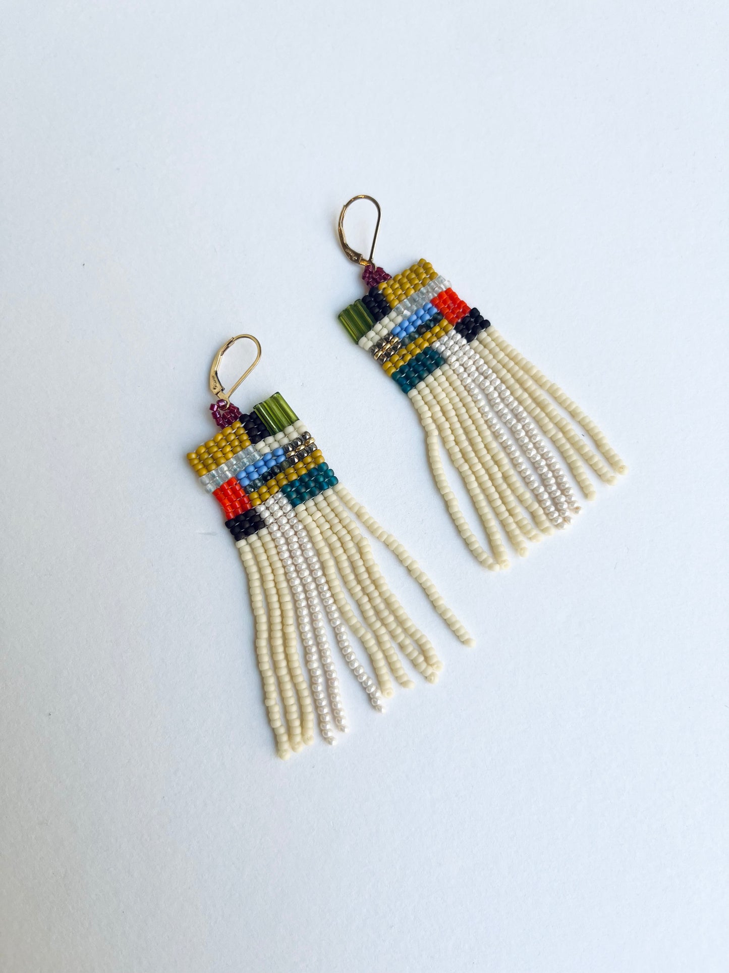 Sundrunk Studio • Beaded Earrings • Cream Patchwork