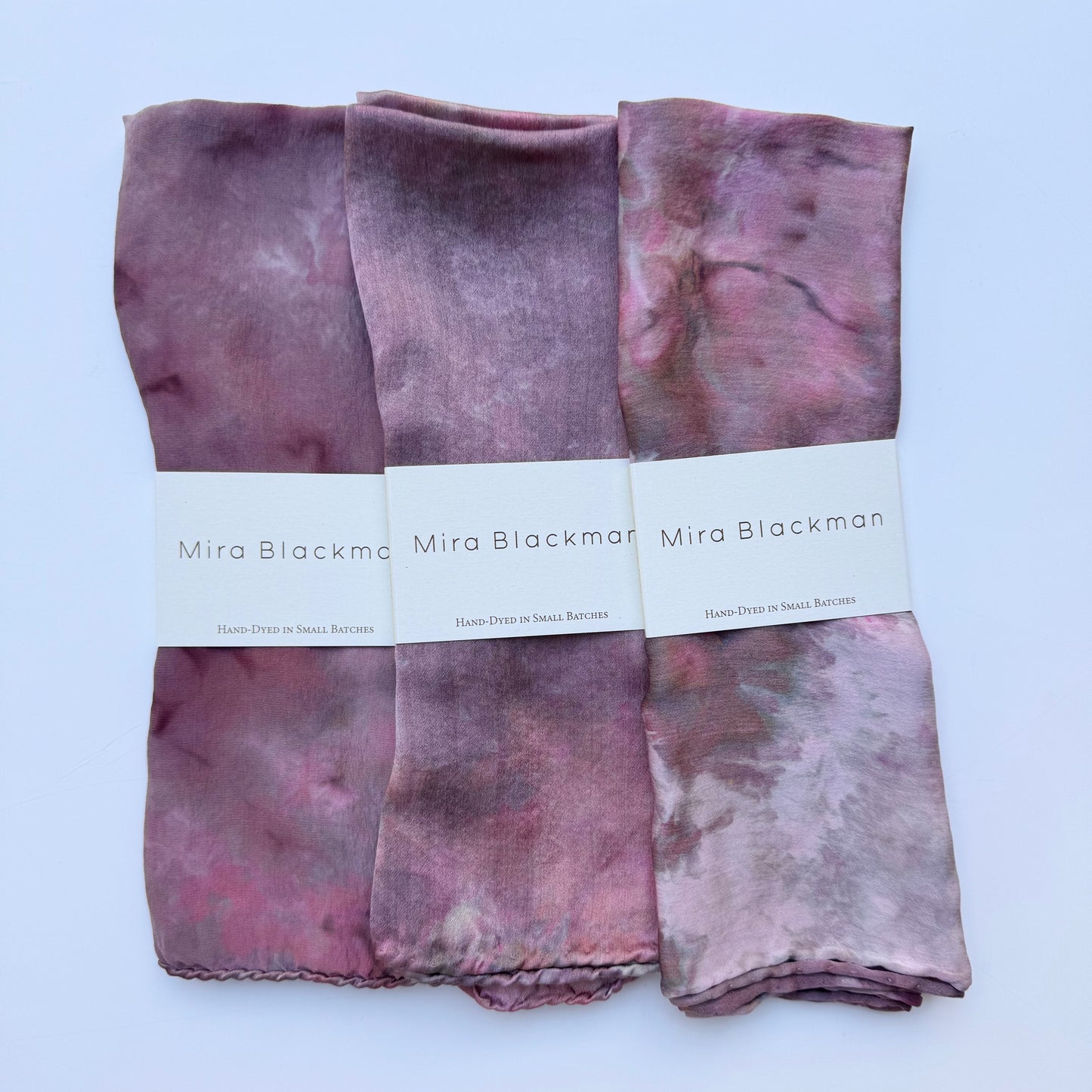 Hand Dyed Silk Scarf Bandana • Rhubarb Tye Dye
