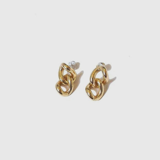 Dea Dia • Chunky Chain Link Stud Earrings • Gold