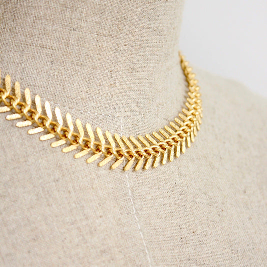 David Aubrey • Fish Bone Chain Necklace • Gold