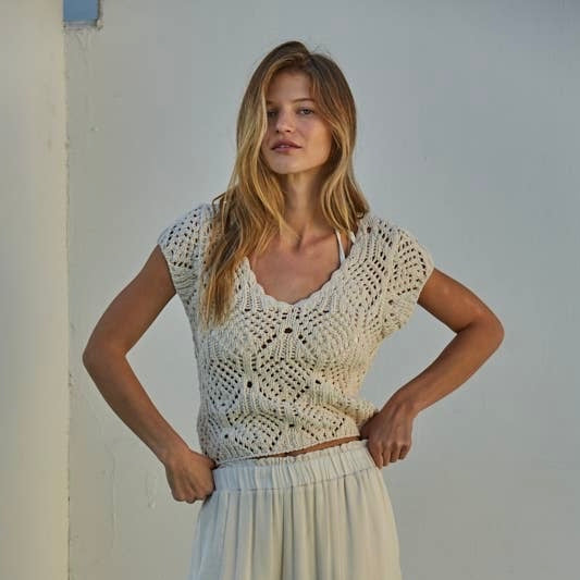 Cotton Crochet Top: Natural
