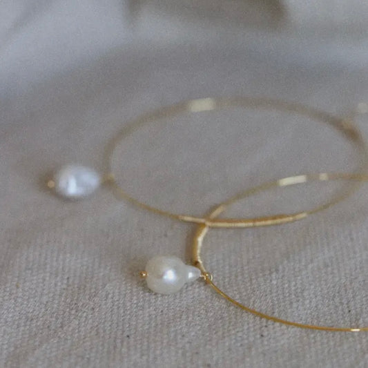 Goldie Jewelry • Osea Gold Hoops • Pearl