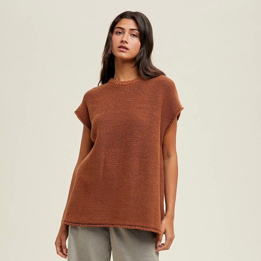 Oversized Sleeveless Sweater • Brown