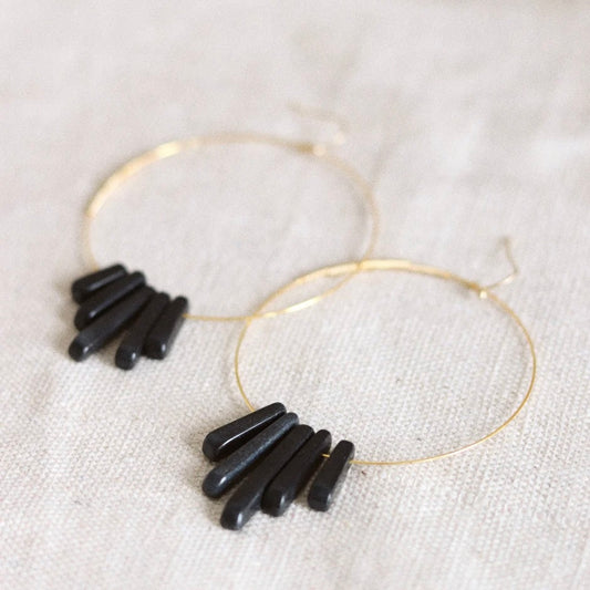 Goldie Jewelry • Occult Gold Hoops • Black Onyx