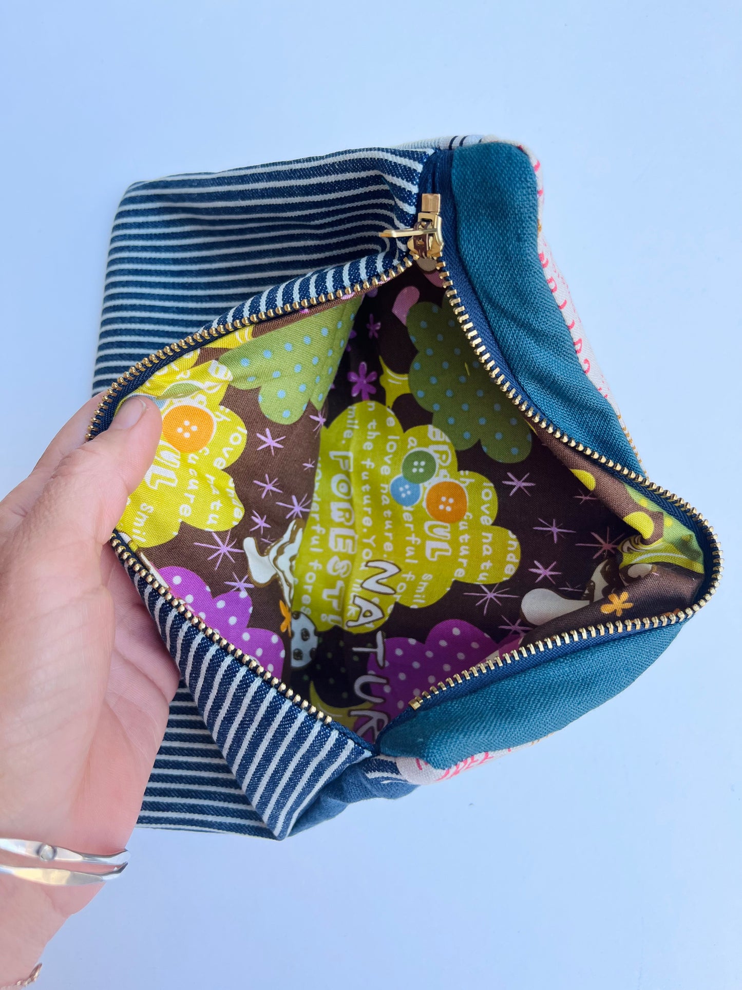 Terra • Big Handmade Patchwork Pouch • Colorblock