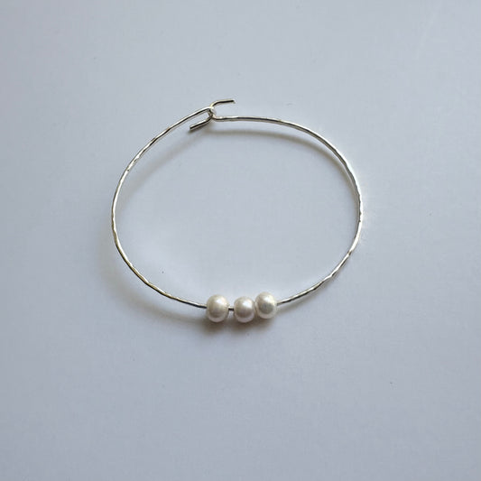 Sliding Pearl Cuff Bracelet • Sterling Silver